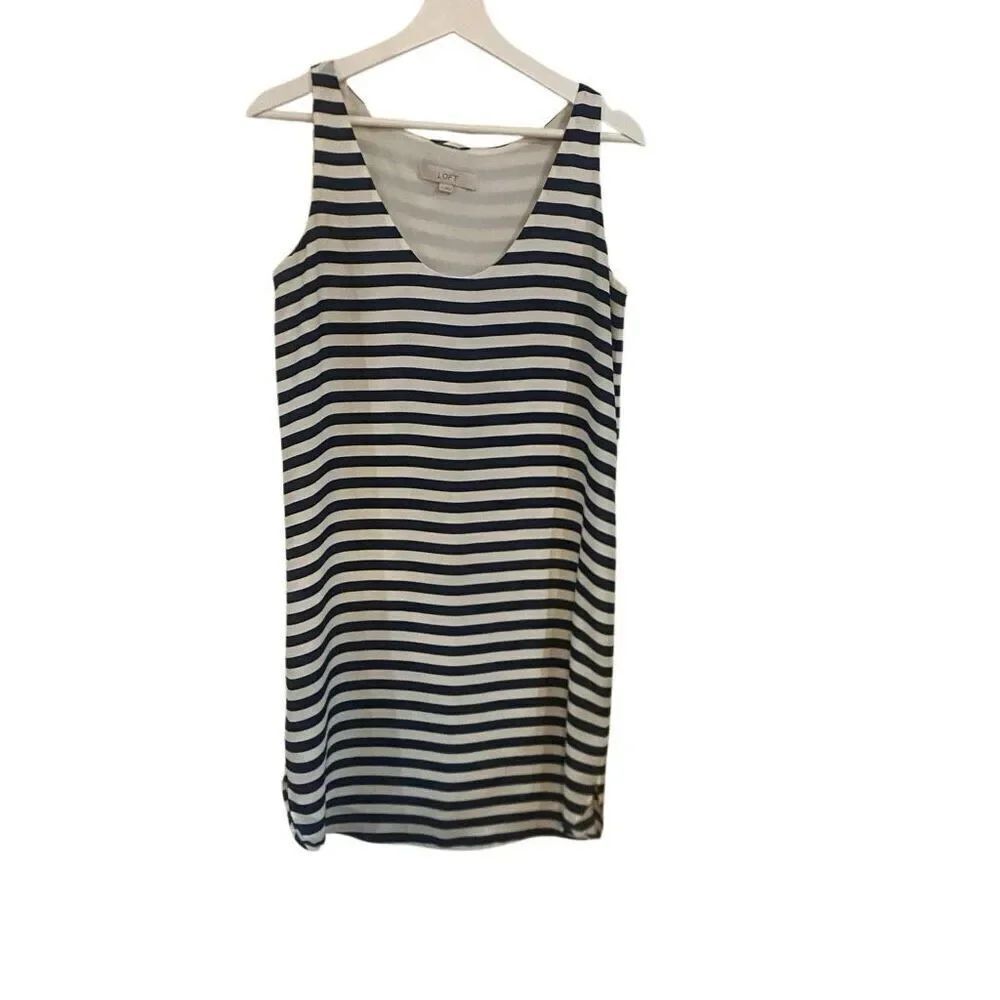 Loft size small striped sleeveless vneck lined dress
